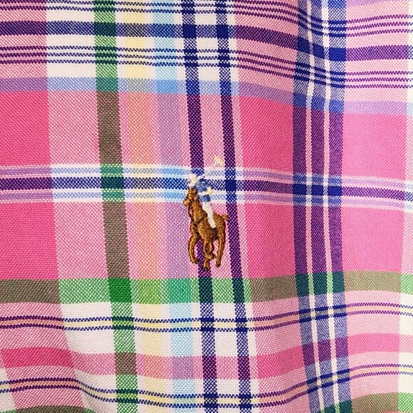 Polo Ralph Lauren Plaid Shirt Mens XXL Pink Green Button Up Classic Blue Label - Picture 10 of 13